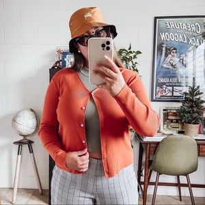 Vintage Joseph A. Orange Cardigan
